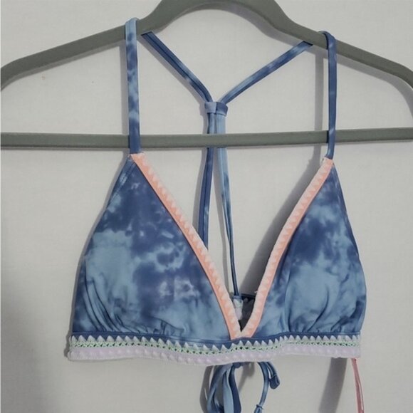 Xhiliration blue racerback tie closure size medium bikini top - Picture 2 of 6